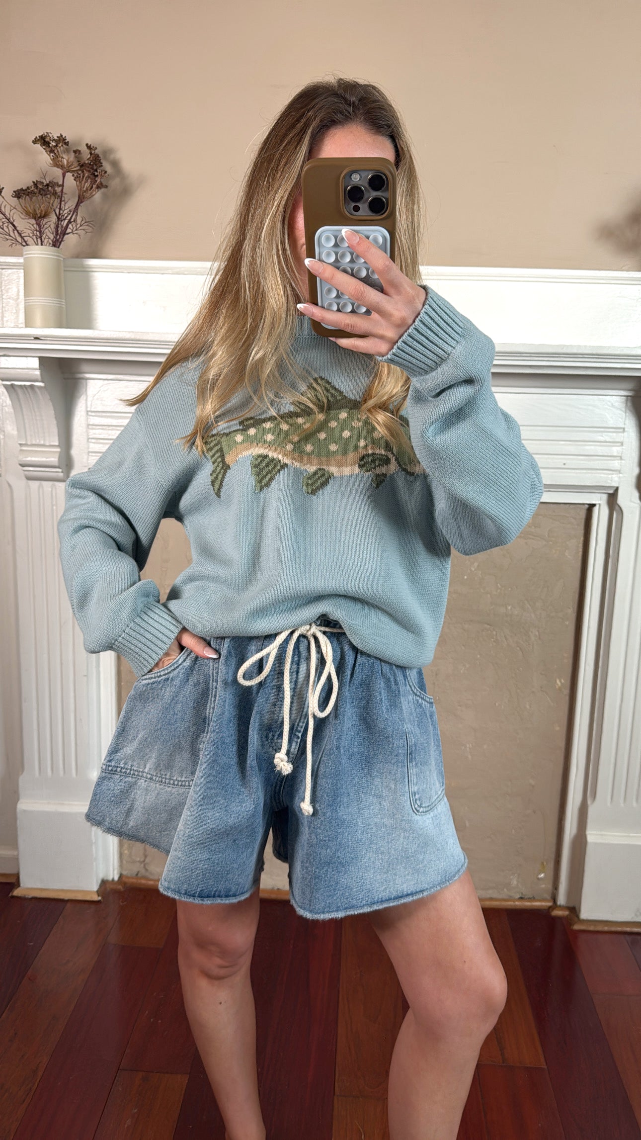 Flare Drawstring Denim Shorts