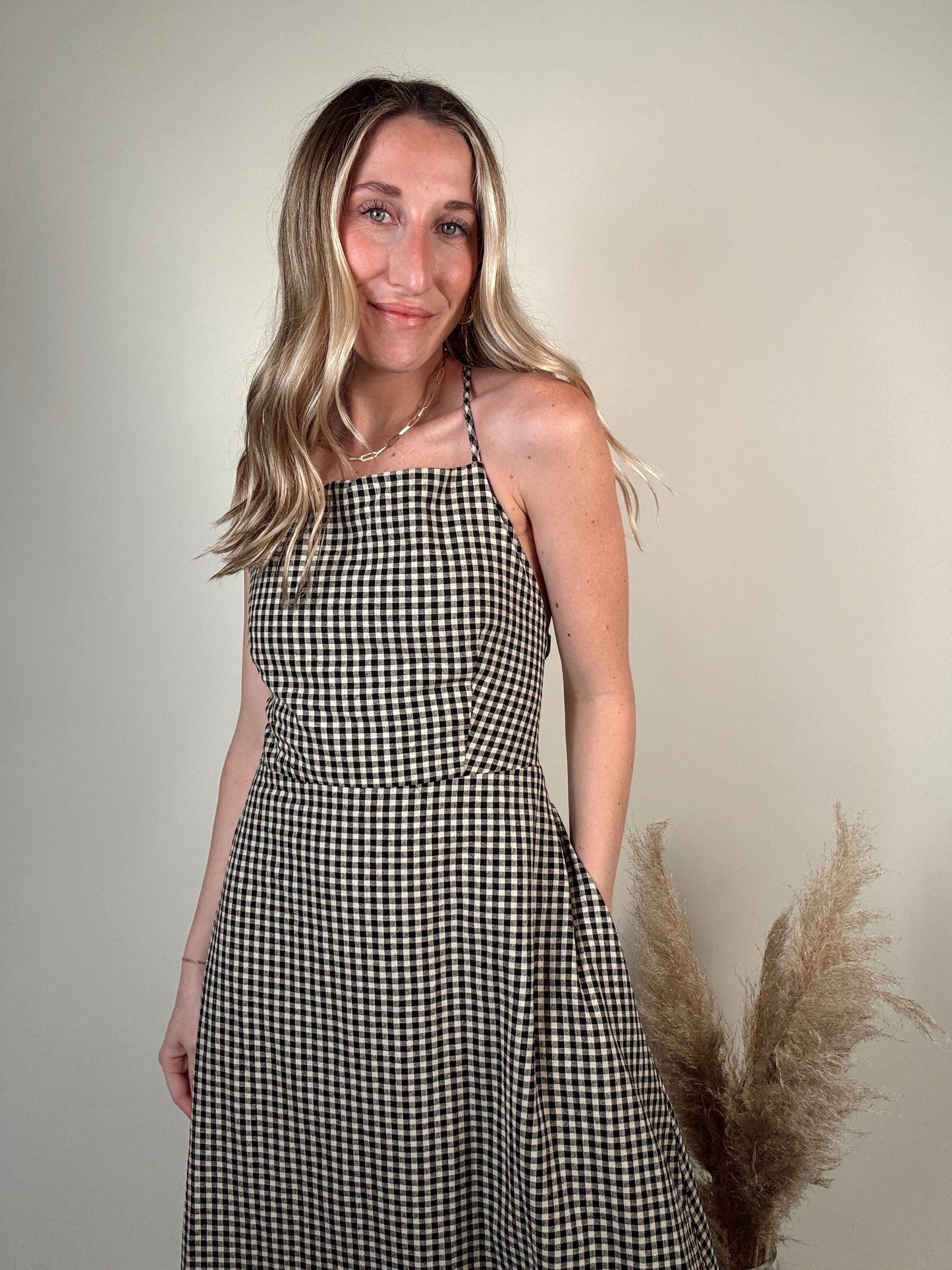 Back At It Gingham Midi Dress