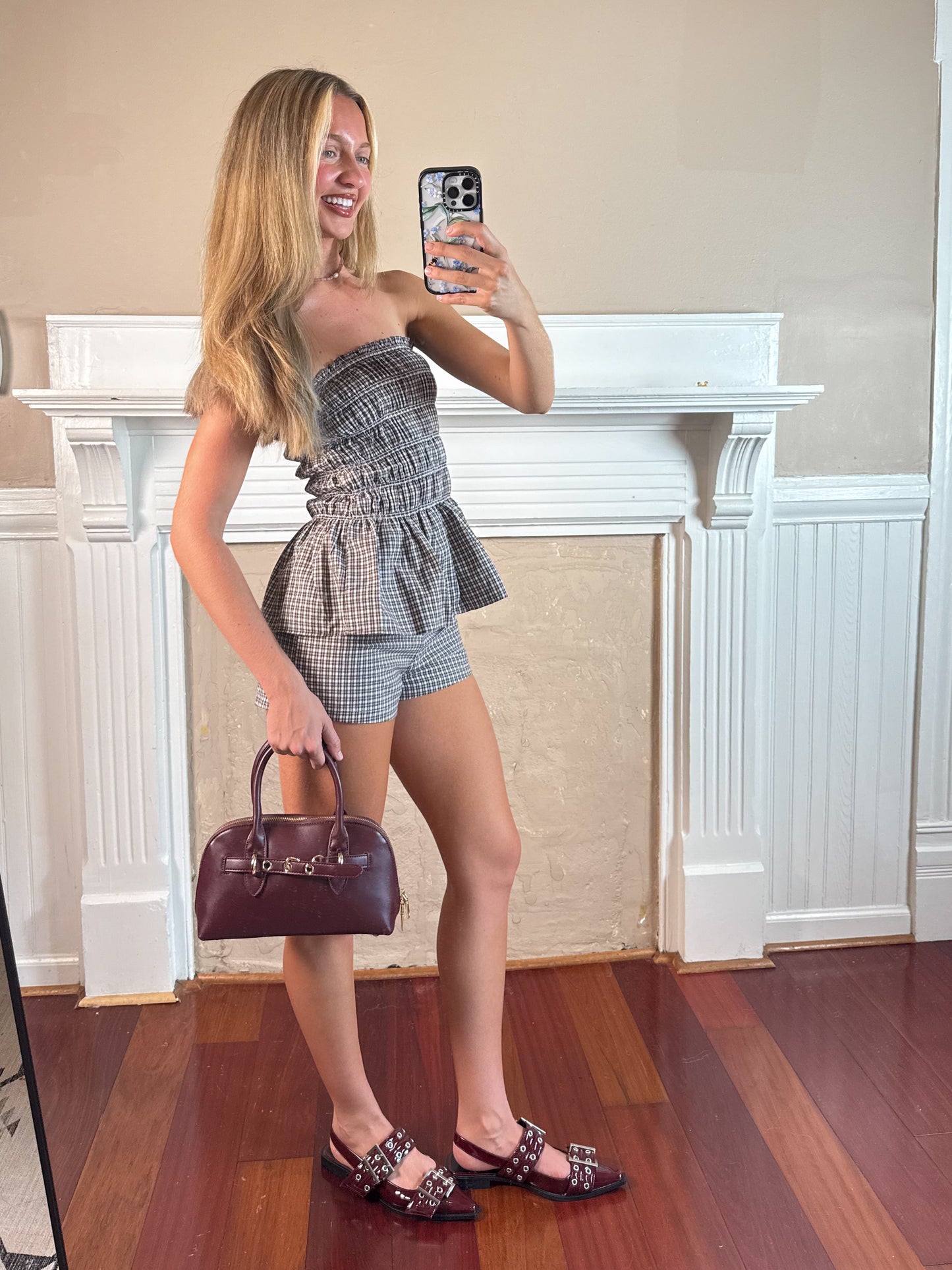 Brenda Gingham Top and Shorts Set