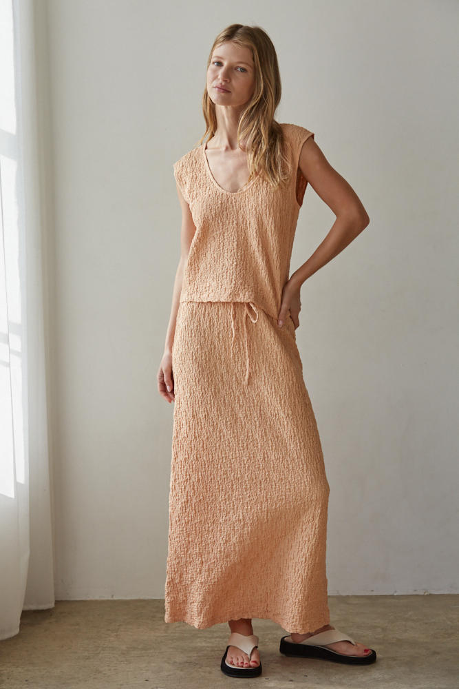 Yvette Top and Skirt Set - Apricot