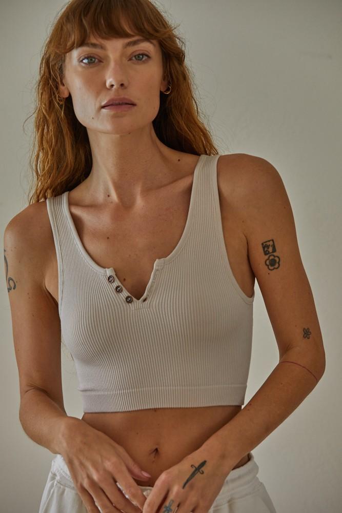 Day Dreamer Brami High Quality Seamless Square Neck Wide Shoulder Button Down Crop Tank 55% Modal, 37% Nylon, 8% Spandex Color: Cassis