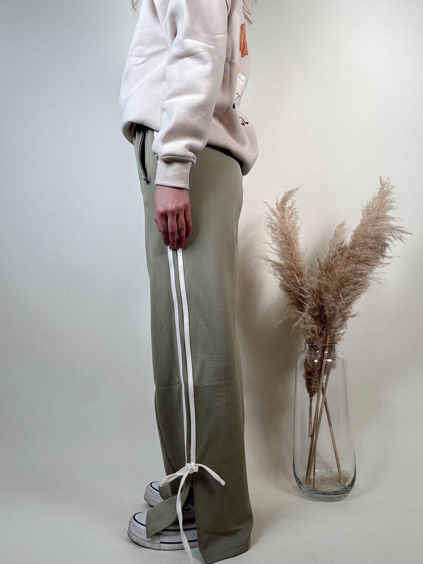 Bow Detail Track Pants - SAGE GREEN