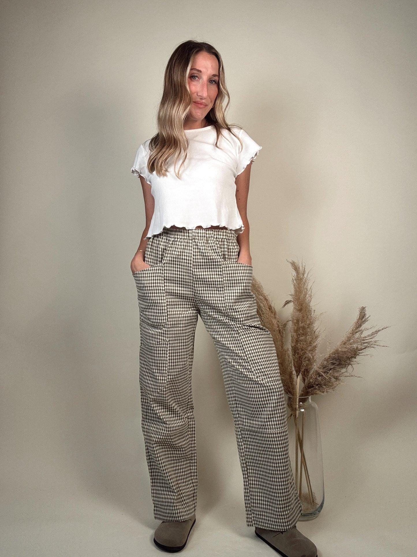 Olive Plaid Pants