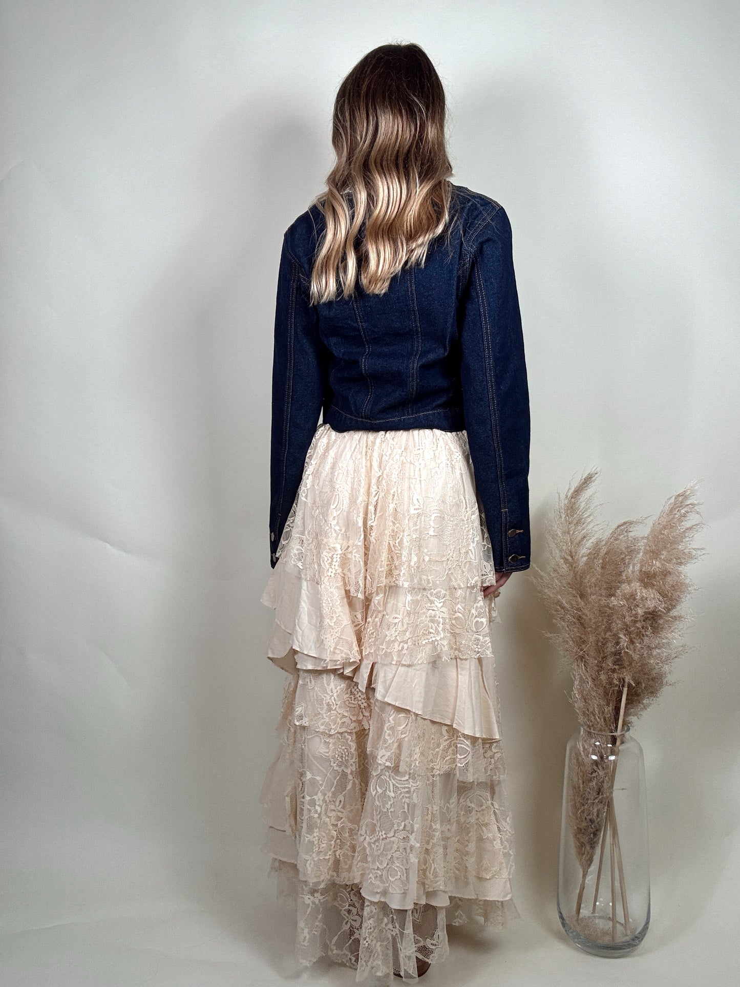 Ruffled Lace Maxi Skirt