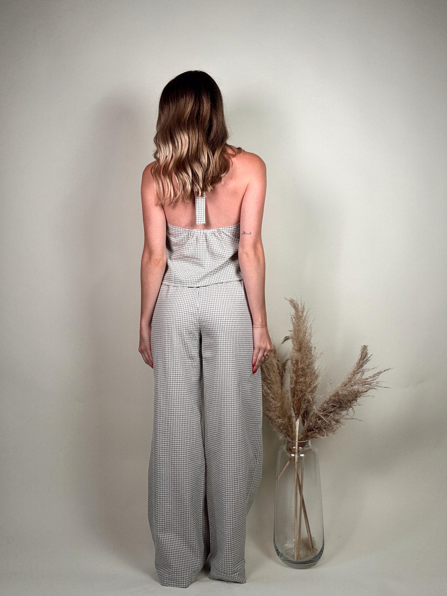 Halter Wrap Top and Wide Leg Pant Sets