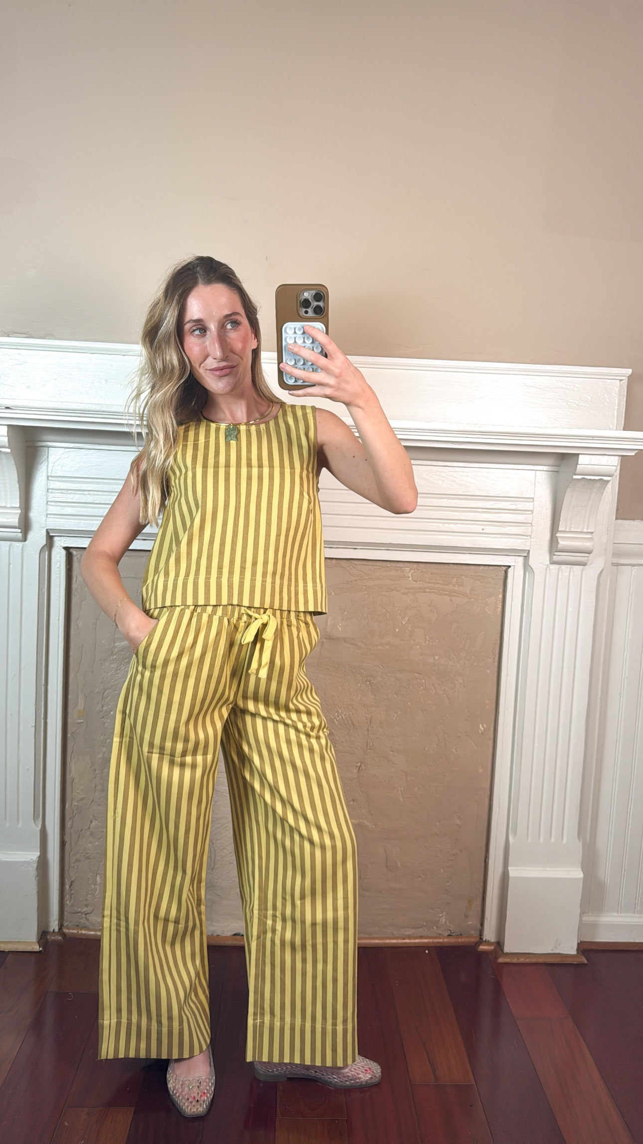 Kenny Striped Top and Pants Set - Yellow