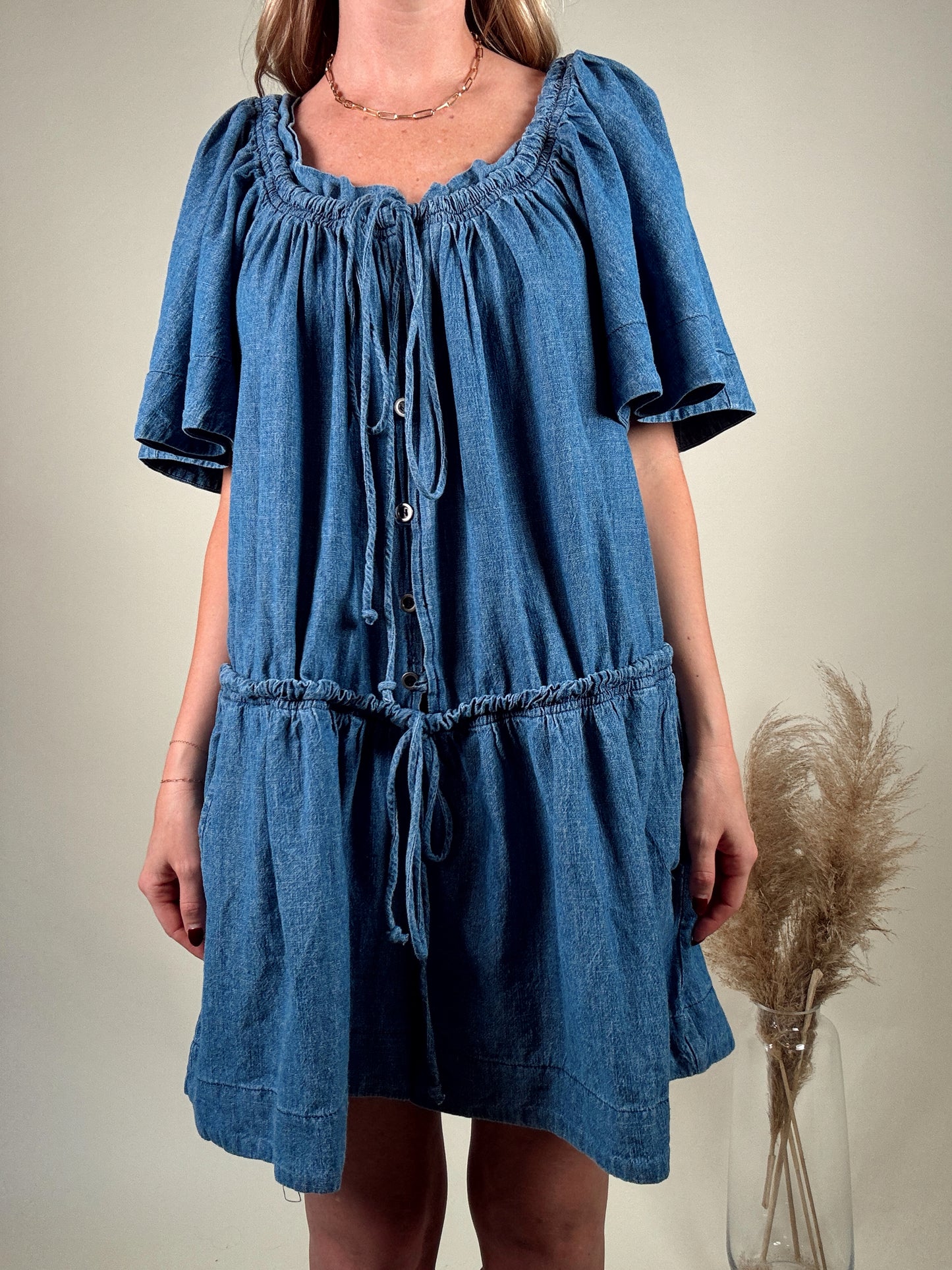 Delaney Denim Flared Romper