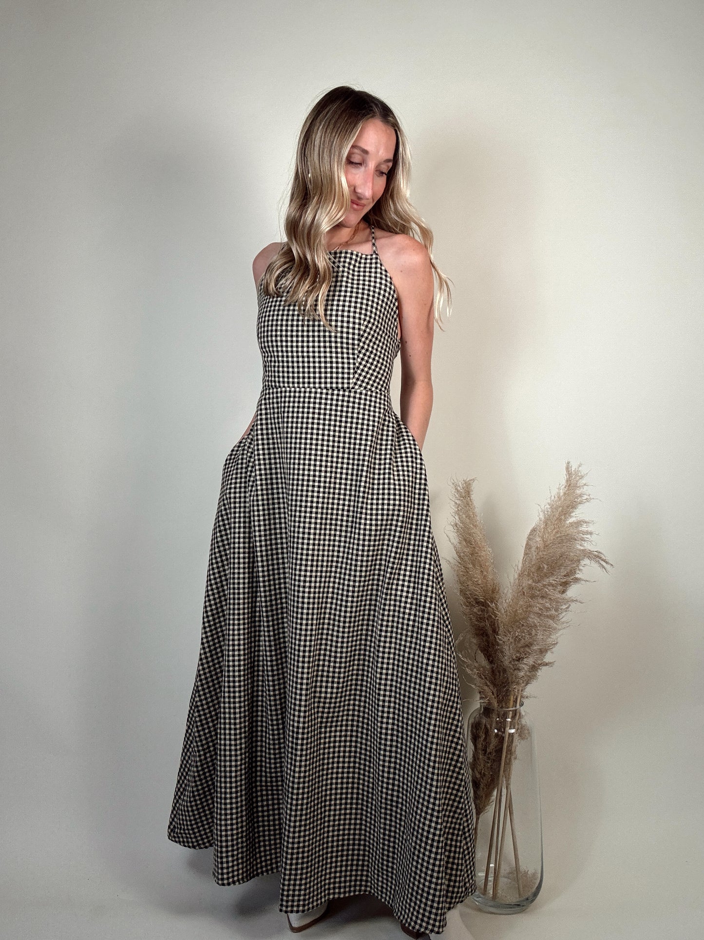 Back At It Gingham Midi Dress