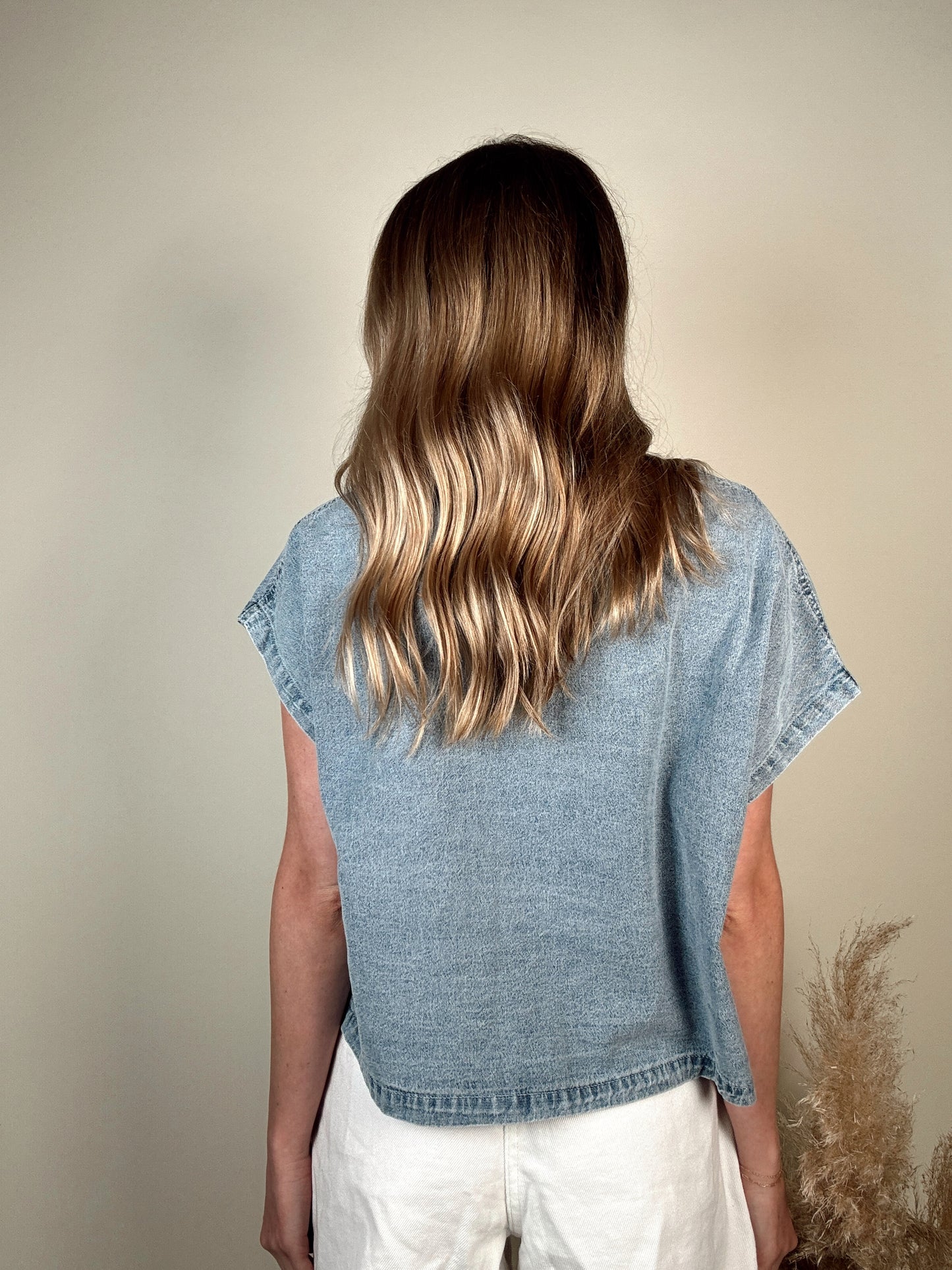 Denim Tie Blouse