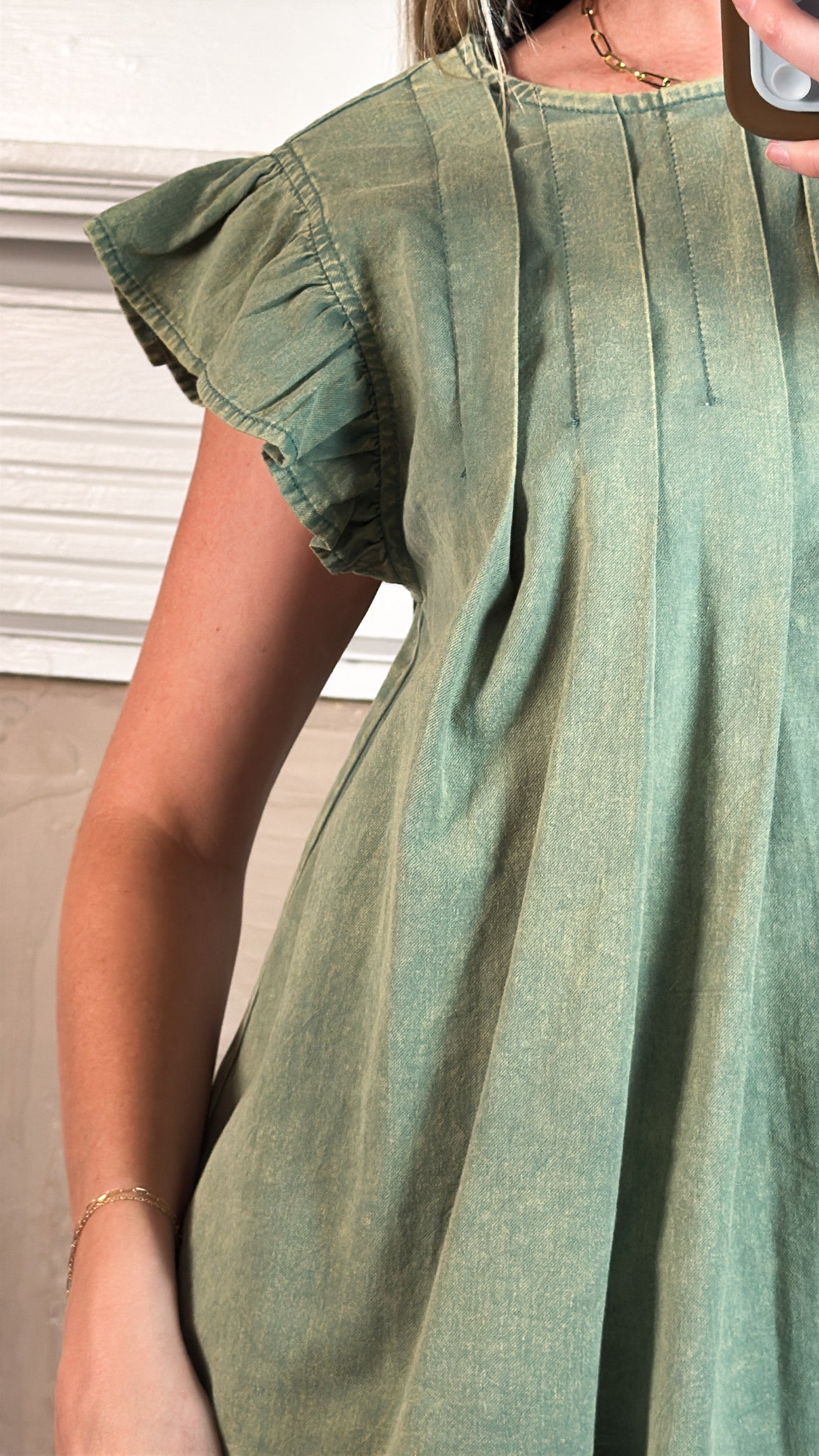 Mineral Washed Pleated Blouse