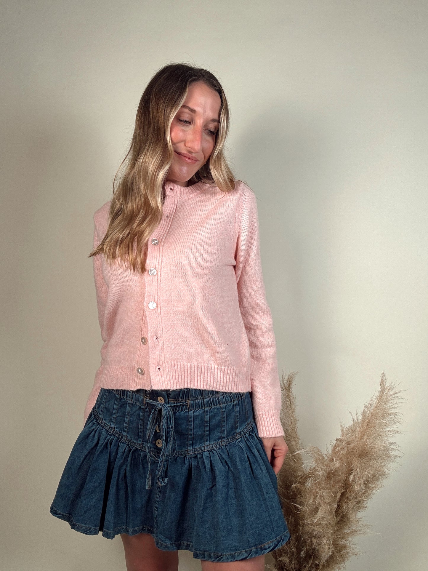 Denim Pintuck Detail Skirt