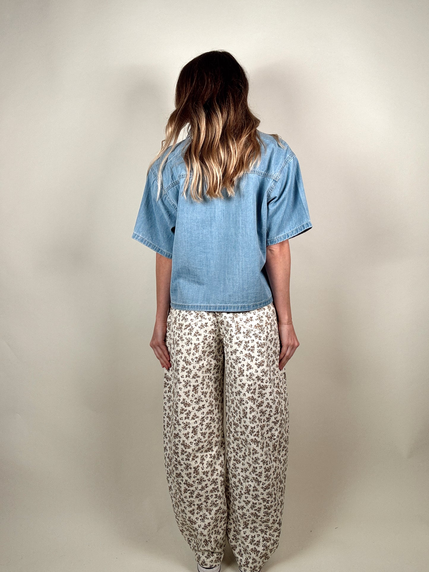 Floral-Print Twill Relaxed-Fit Barrel Pants