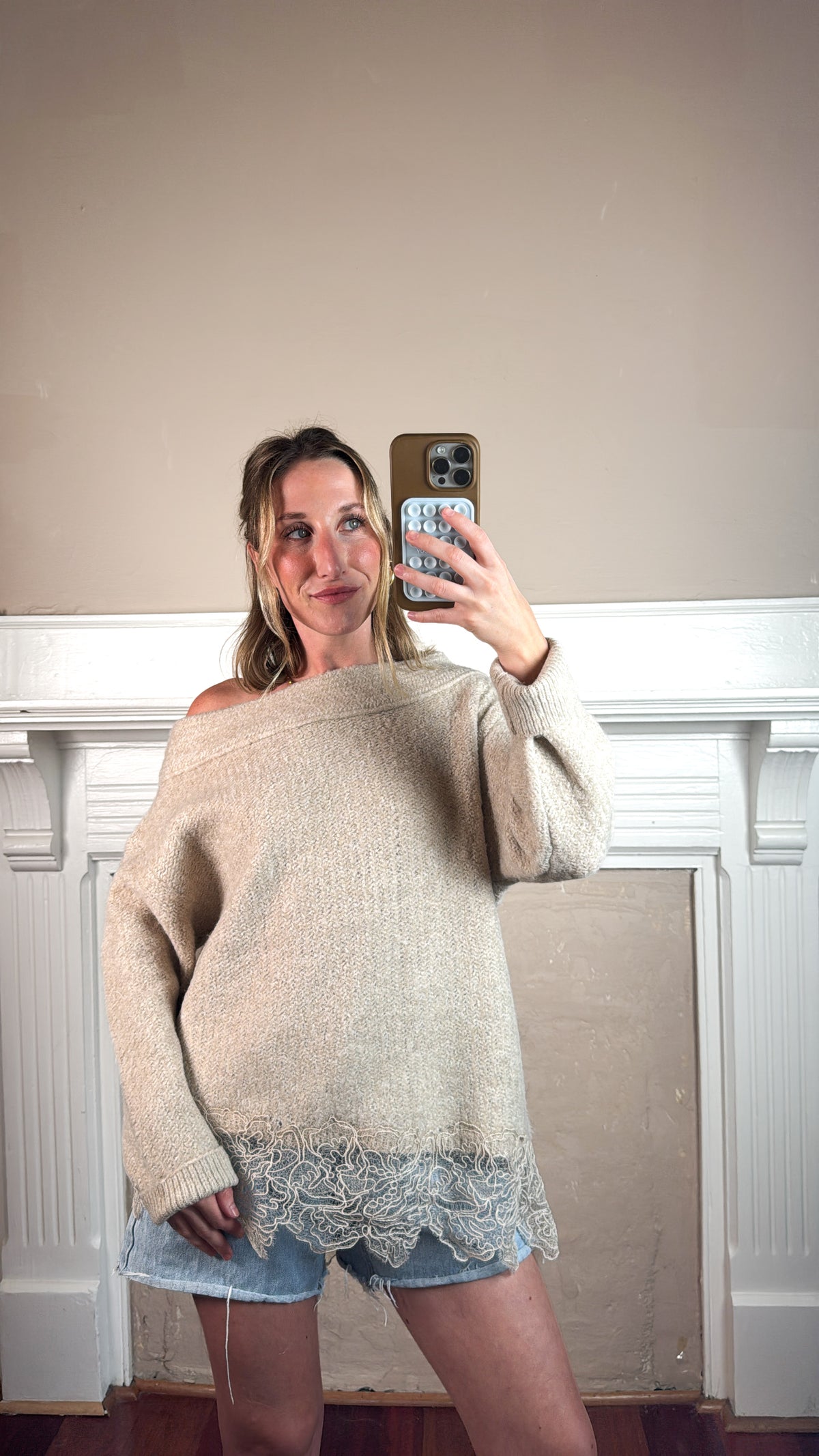 Susie Off The Shoulder Lace Sweater