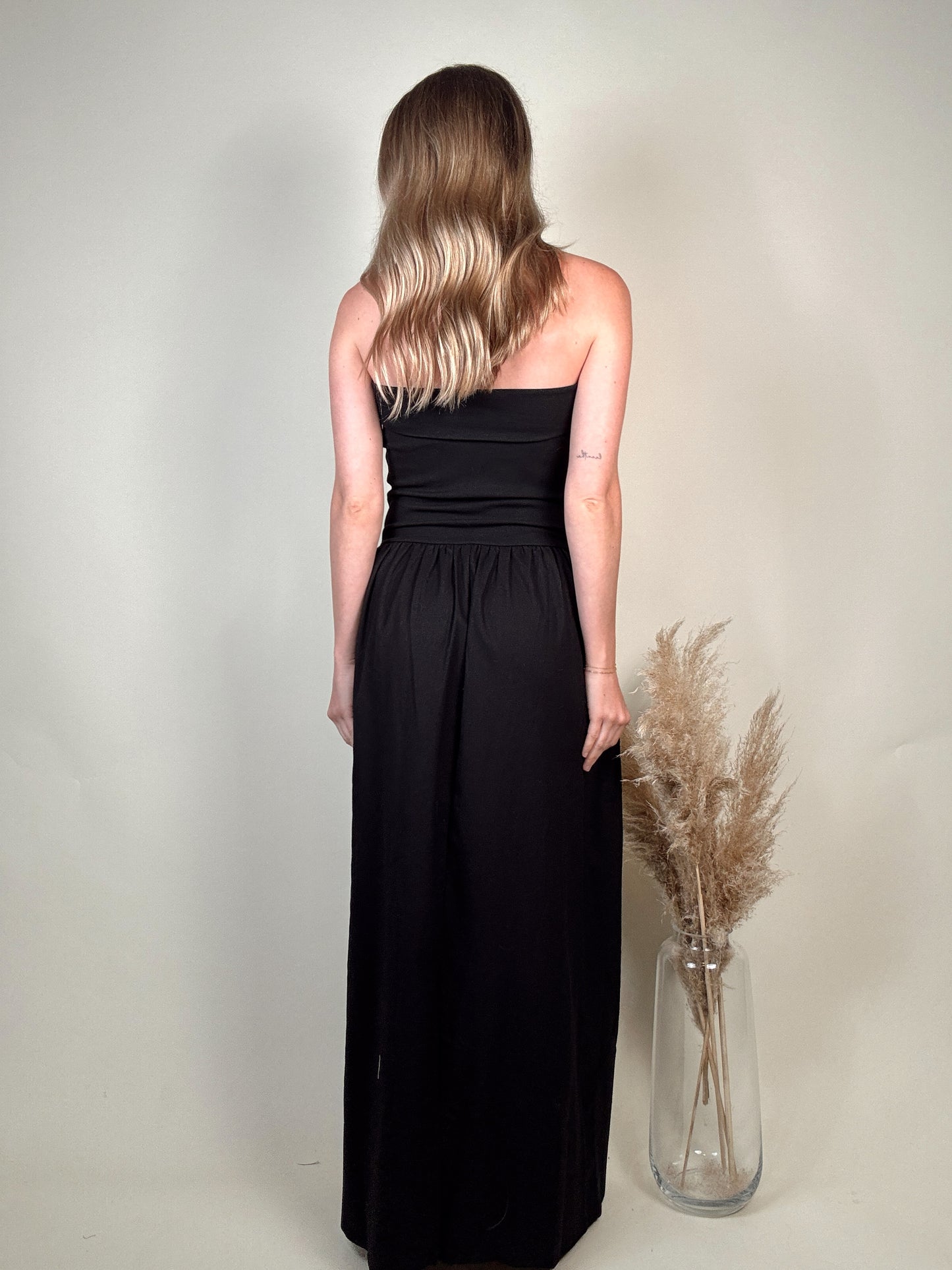 Remi Ribbed Linen Dress - Black