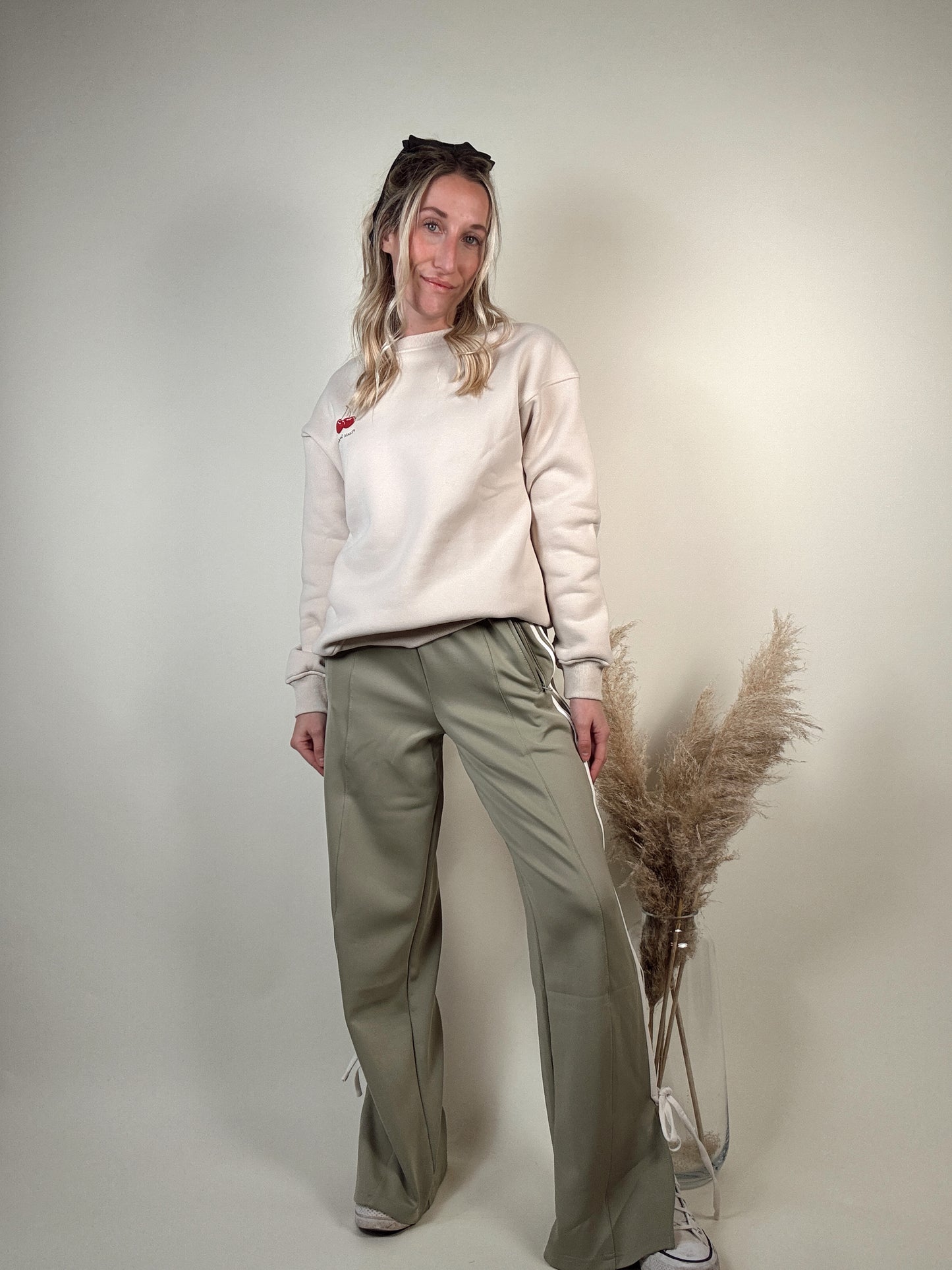 Bow Detail Track Pants - SAGE GREEN