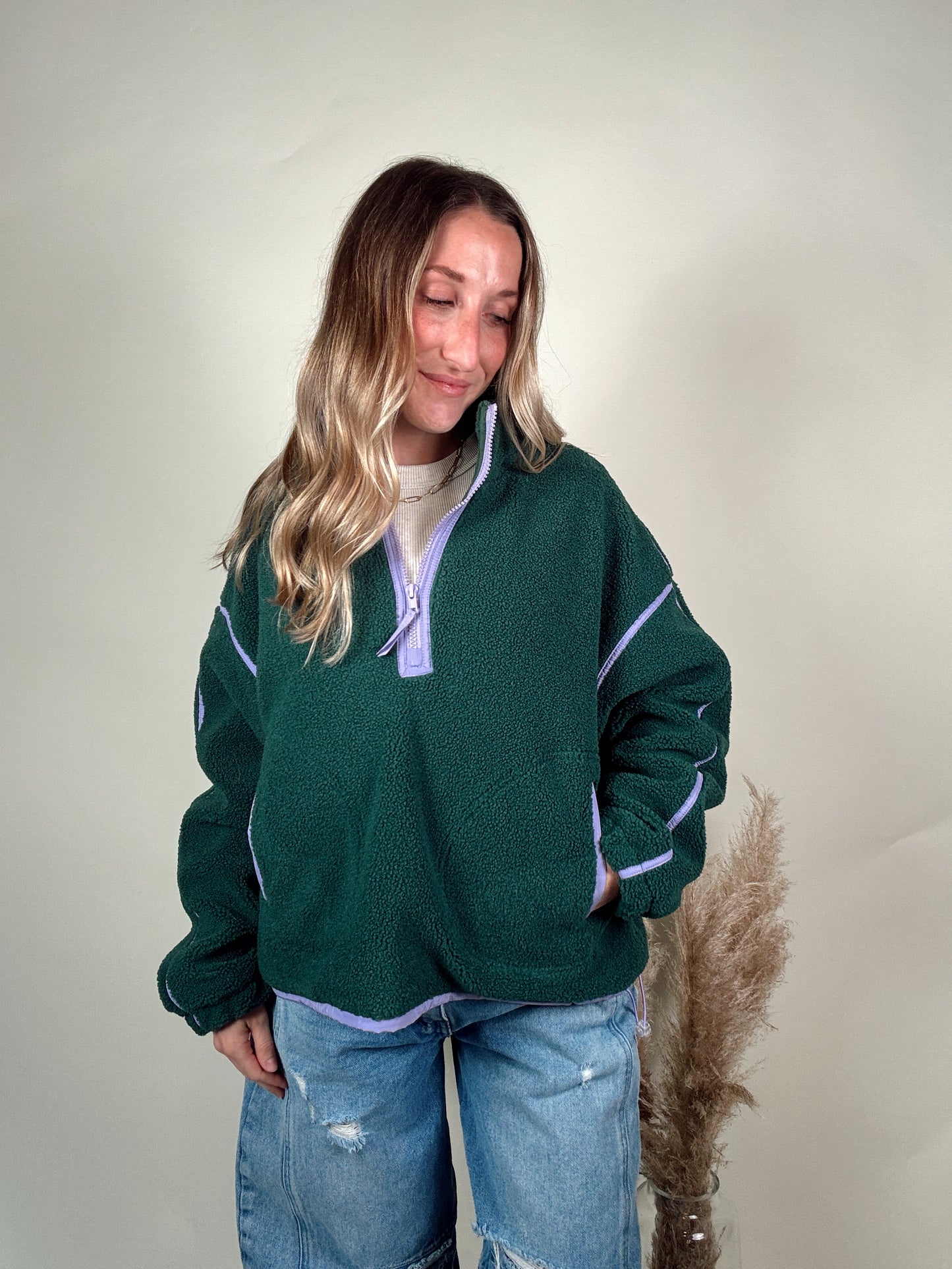 Contrast Sherpa Jacket - Teal