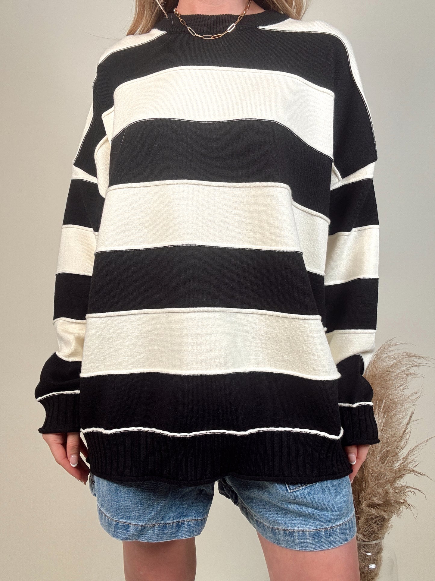 Clermont Striped Pullover - Black