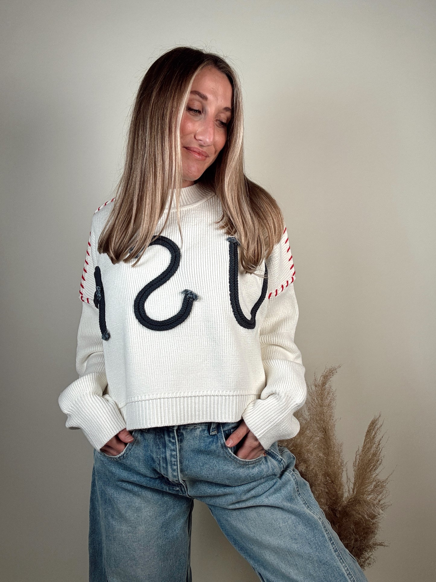 USA Rope Sweater - Cream