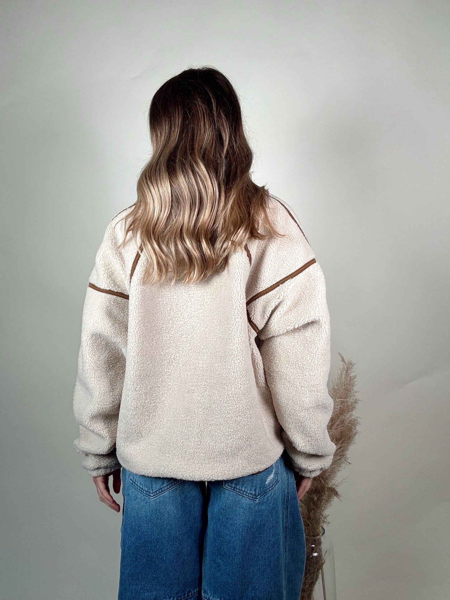 Contrast Sherpa Jacket - Cream