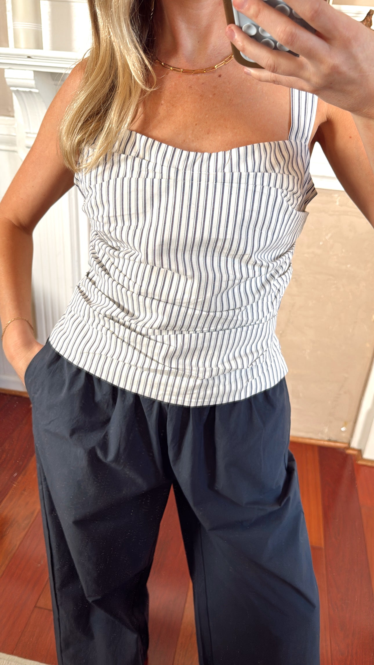 Judith Striped Ruched Corset Tank