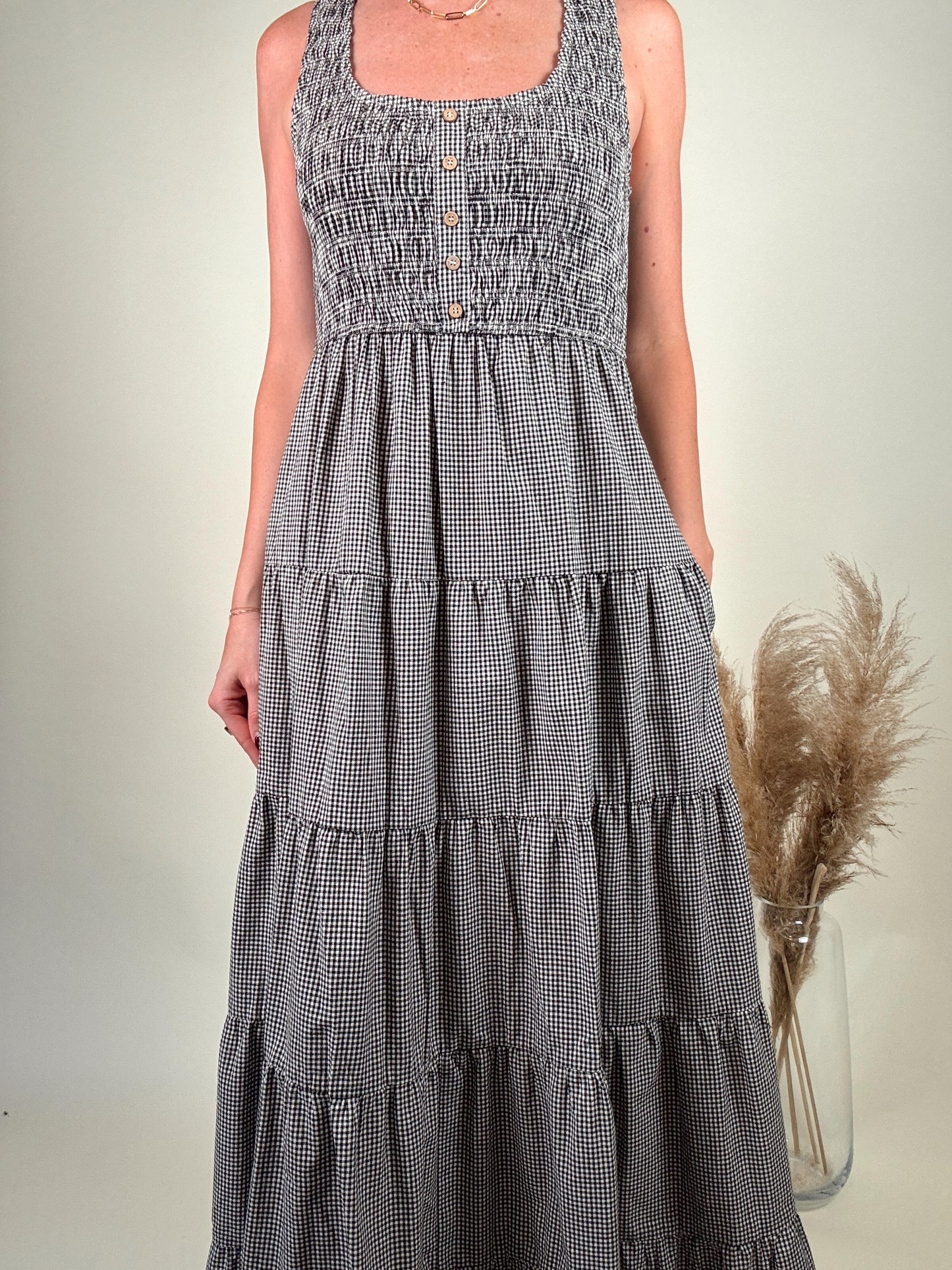 Preston Plaid Tiered Midi Dress
