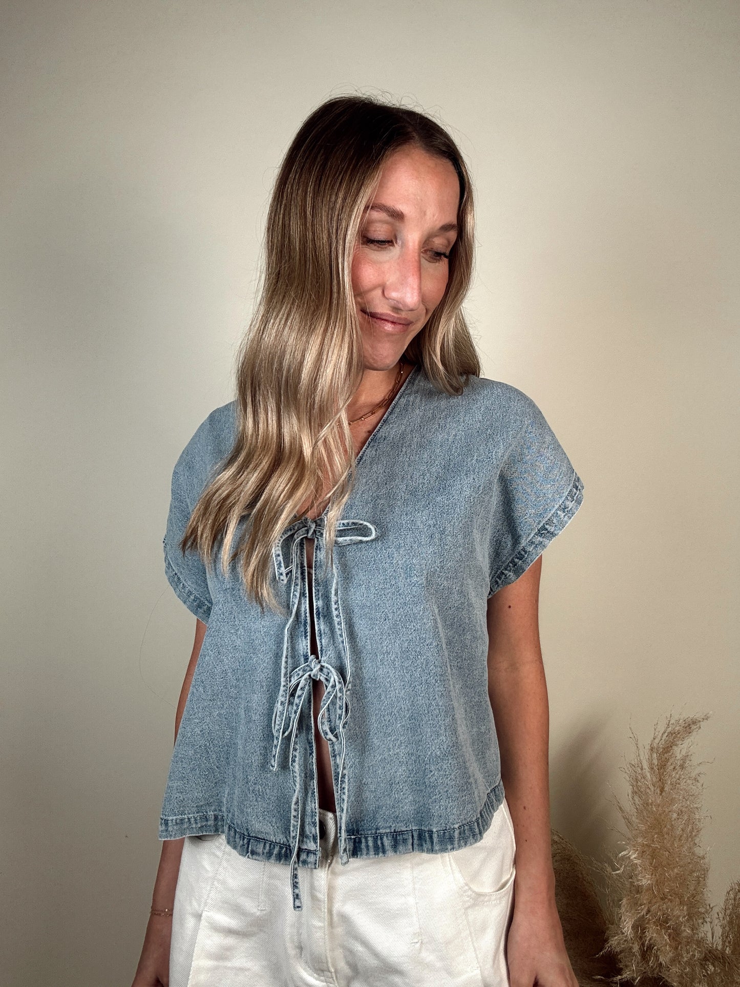 Denim Tie Blouse