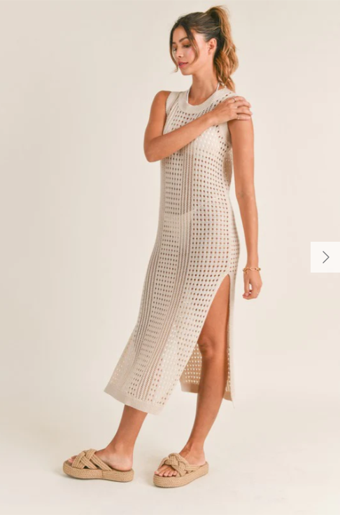 Paradise Cove Crochet Midi Dress - Blush