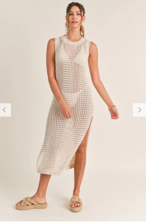 Paradise Cove Crochet Midi Dress - Blush