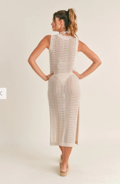Paradise Cove Crochet Midi Dress - Blush