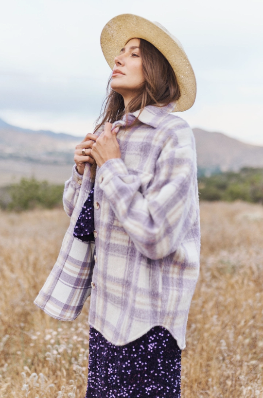 Lilly Lilac Plaid Shacket Plaid Design Button Down Shacket Collar 100% Polyester Color: Lilac This Lilly Lilac Plaid Shacket is a fashionable option for the cooler seasons. Combining the warmth of a jacket and the versatility of a shirt, it is an ideal addition to any wardrobe. Crafted from plaid fabric, this shacket provides a stylish and cozy look.