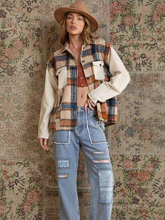 Style meets function in the Parker Plaid Contrast Jacket. This unique plaid button down jacket is designed with your comfort in mind. It's made from lightweight, breathable fabric that keeps you warm while allowing you to move freely. It's also equipped with two flap pockets, perfect for storing small items like your phone or wallet. Stay fashionable and comfortable in the Parker Plaid Contrast Jacket.