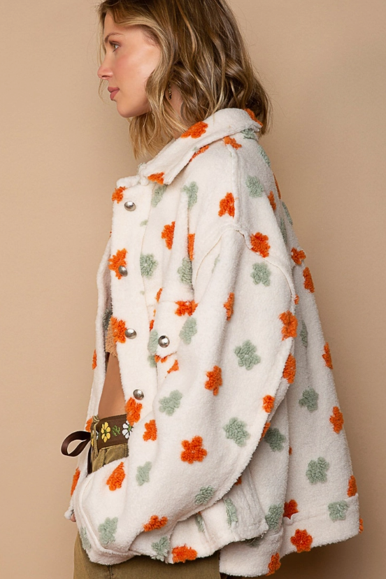Happy Days Button Down Floral Fleece