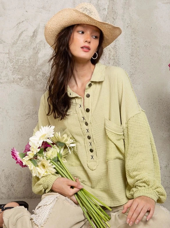 Highlands Thermal Button Up Top