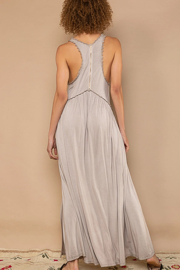 Bohemian Knit Maxi Dress - Taupe