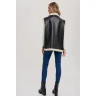 Vegan Leather Vest With Buckle Details