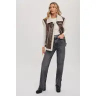 Vegan Leather Vest With Buckle Details
