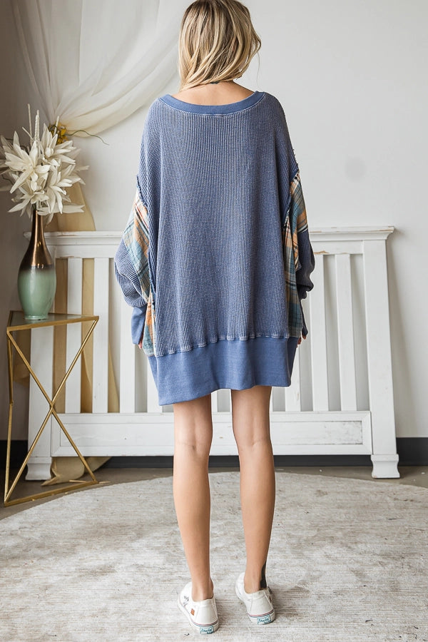 Wondering Washed Waffle Knit Sweater