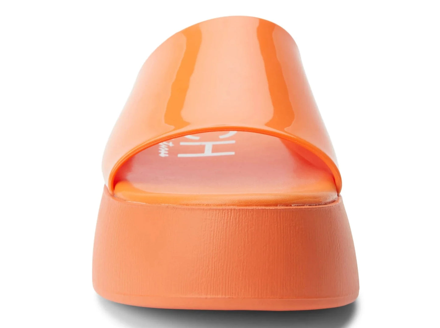 Solar Platform Sandal - Orange Vegan, single-band jelly platform sandal. Synthetic upper