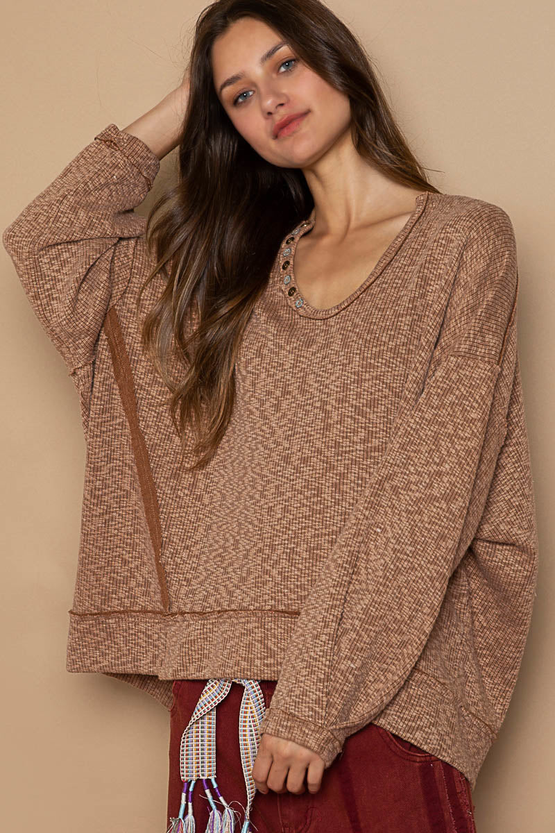 Willow Ribbed Oversized Long Sleeve Top