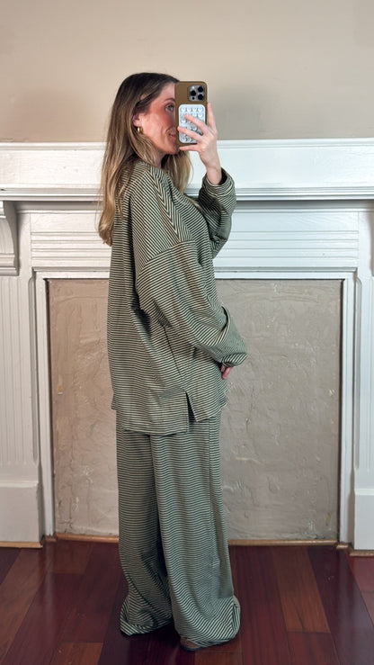 Olive Striped Top
