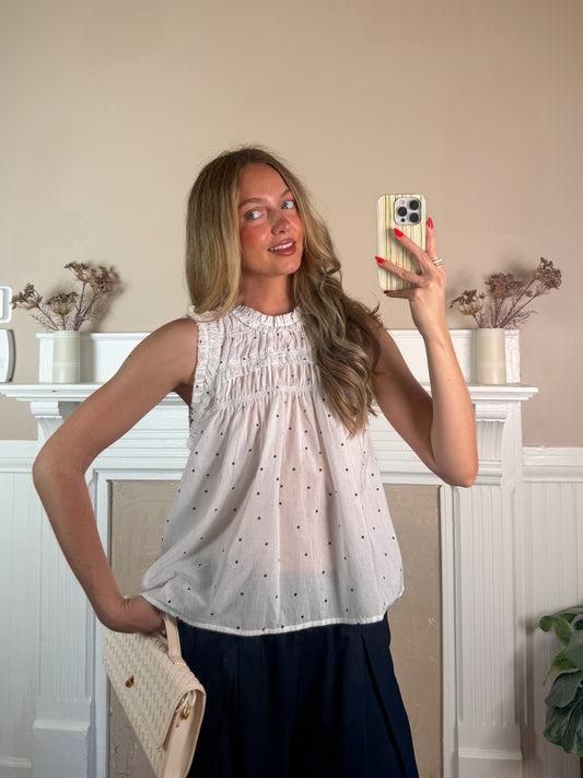 Ivory Dot Smocked Top