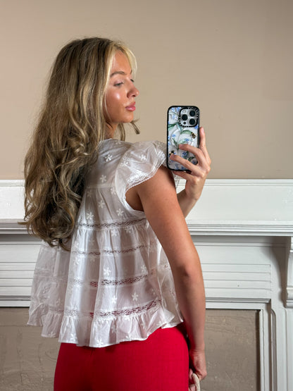 Floral Embroidered Woven Blouse - PREORDER JULY 3