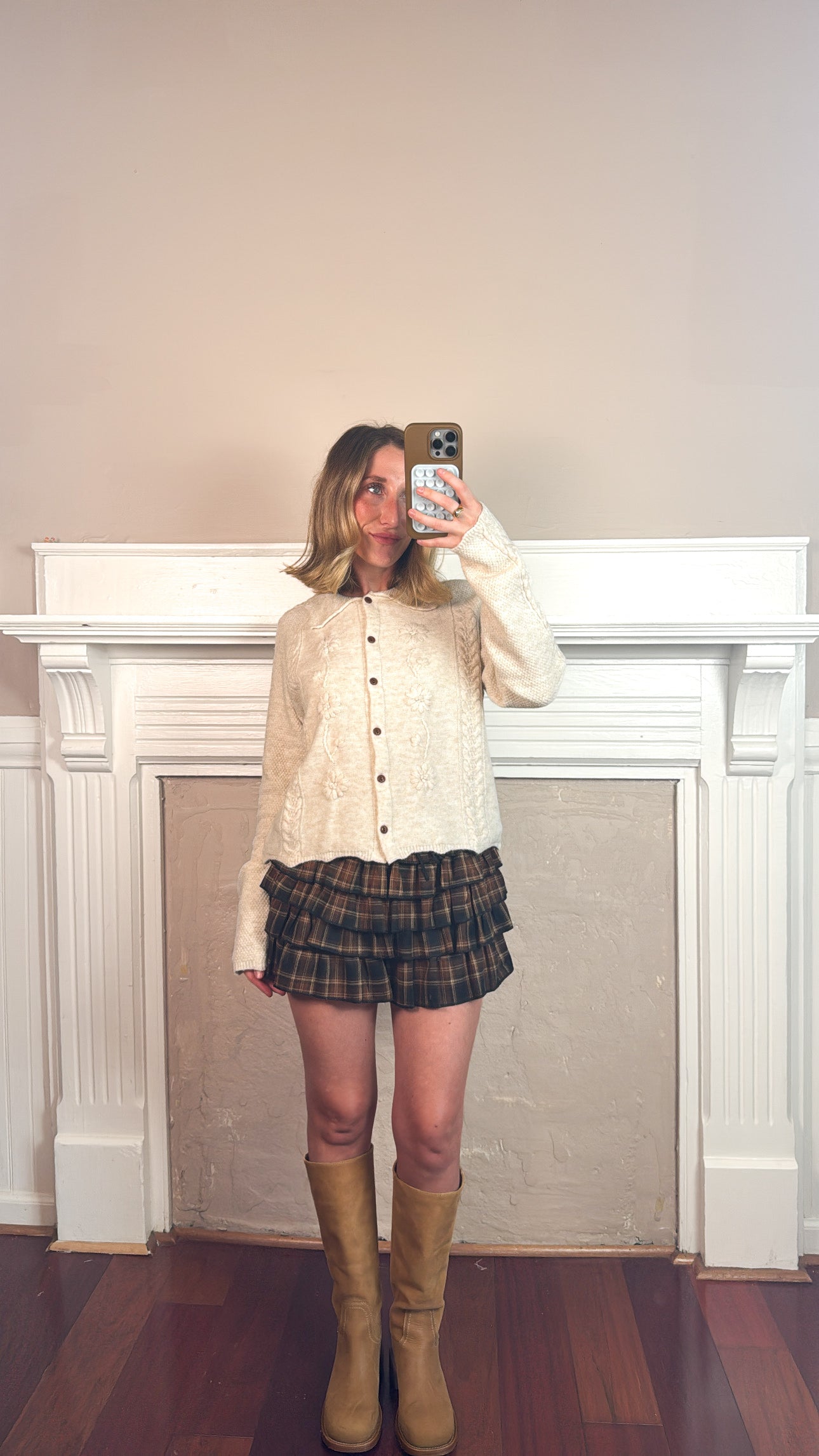 Floral Cable Knit Cardigan