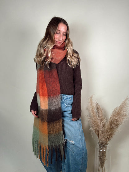 Beaufort Gingham Scarf - Rust