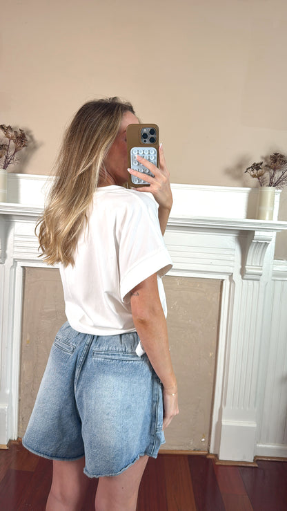Side Scrunch Tee - White