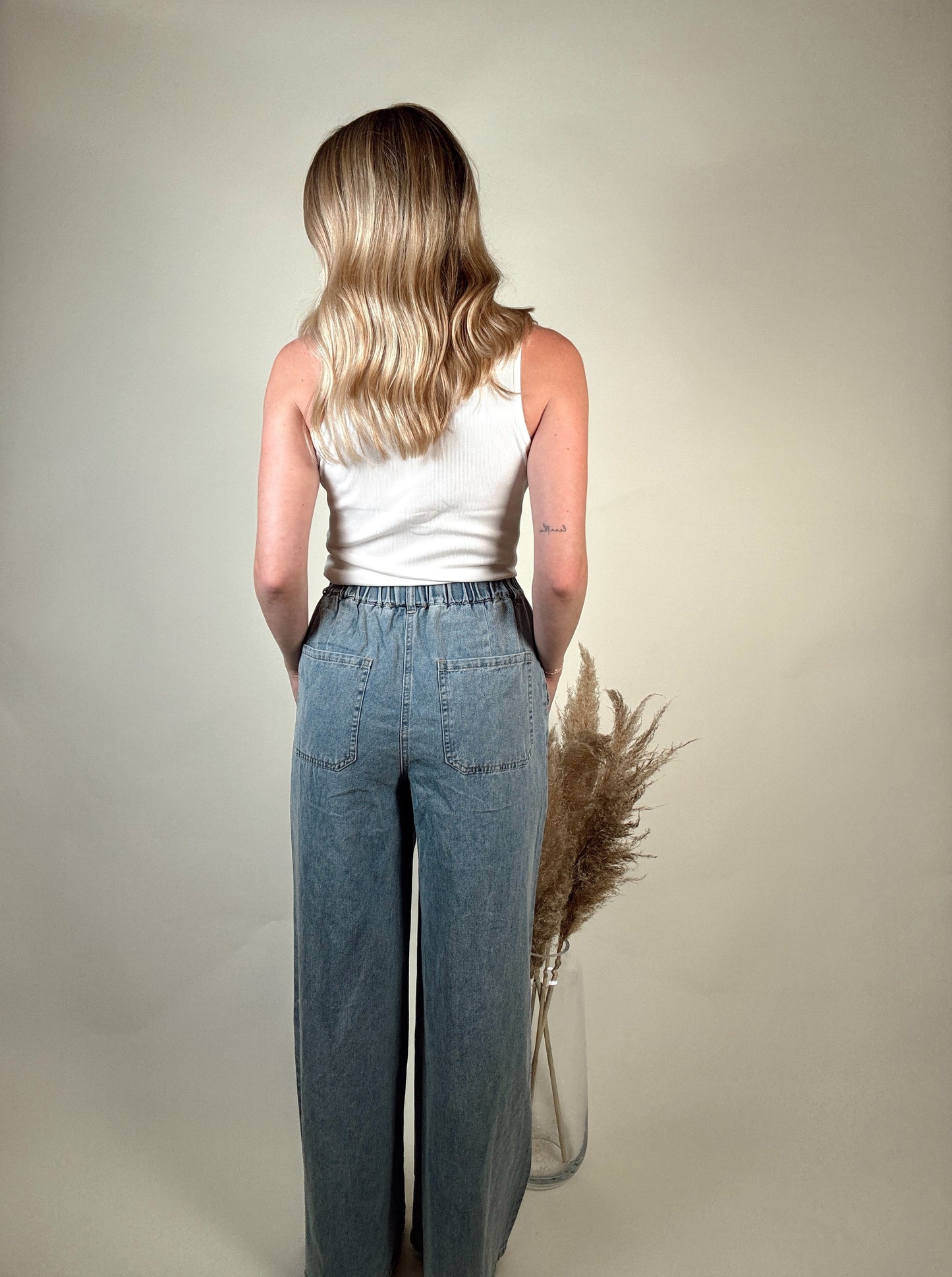 Logan Light Wash Denim Wide Leg Pants