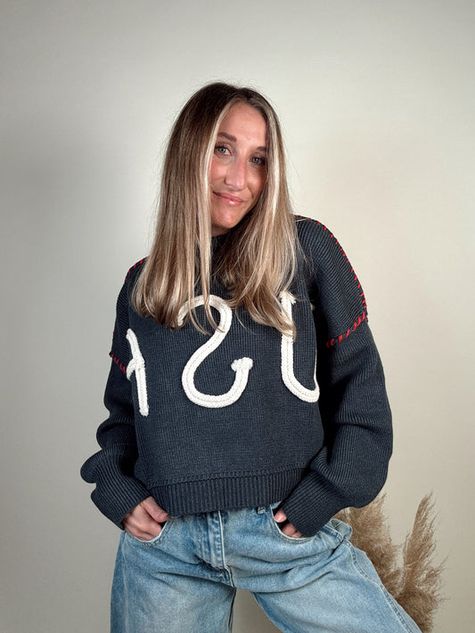USA Rope Sweater - Navy
