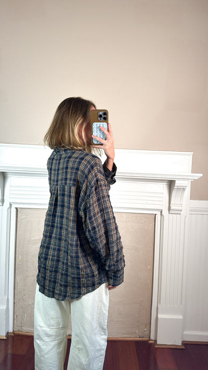 Oversized Plaid Shirt with Matching Scarf