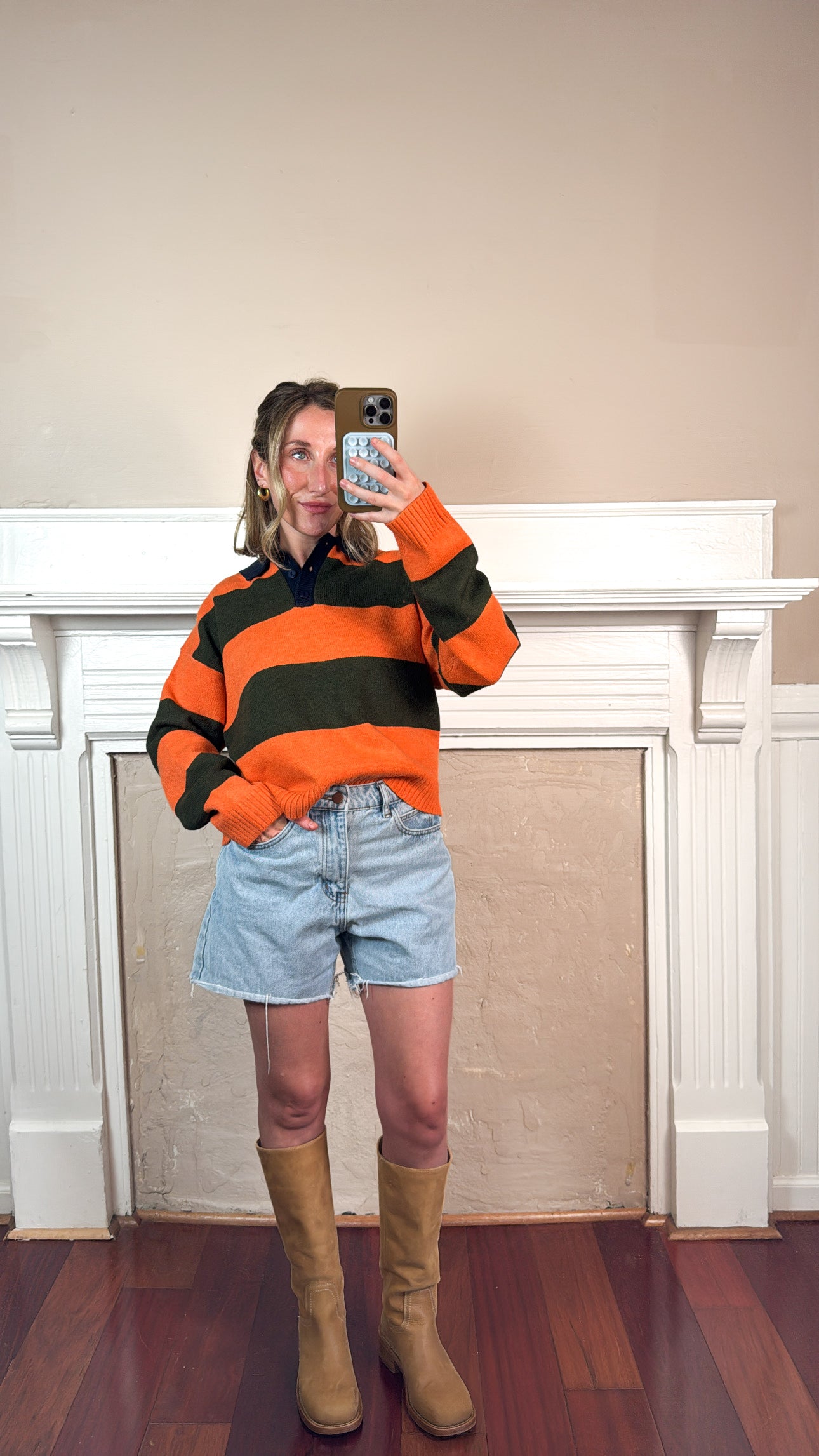 Colorblock Stripe Collared Sweater