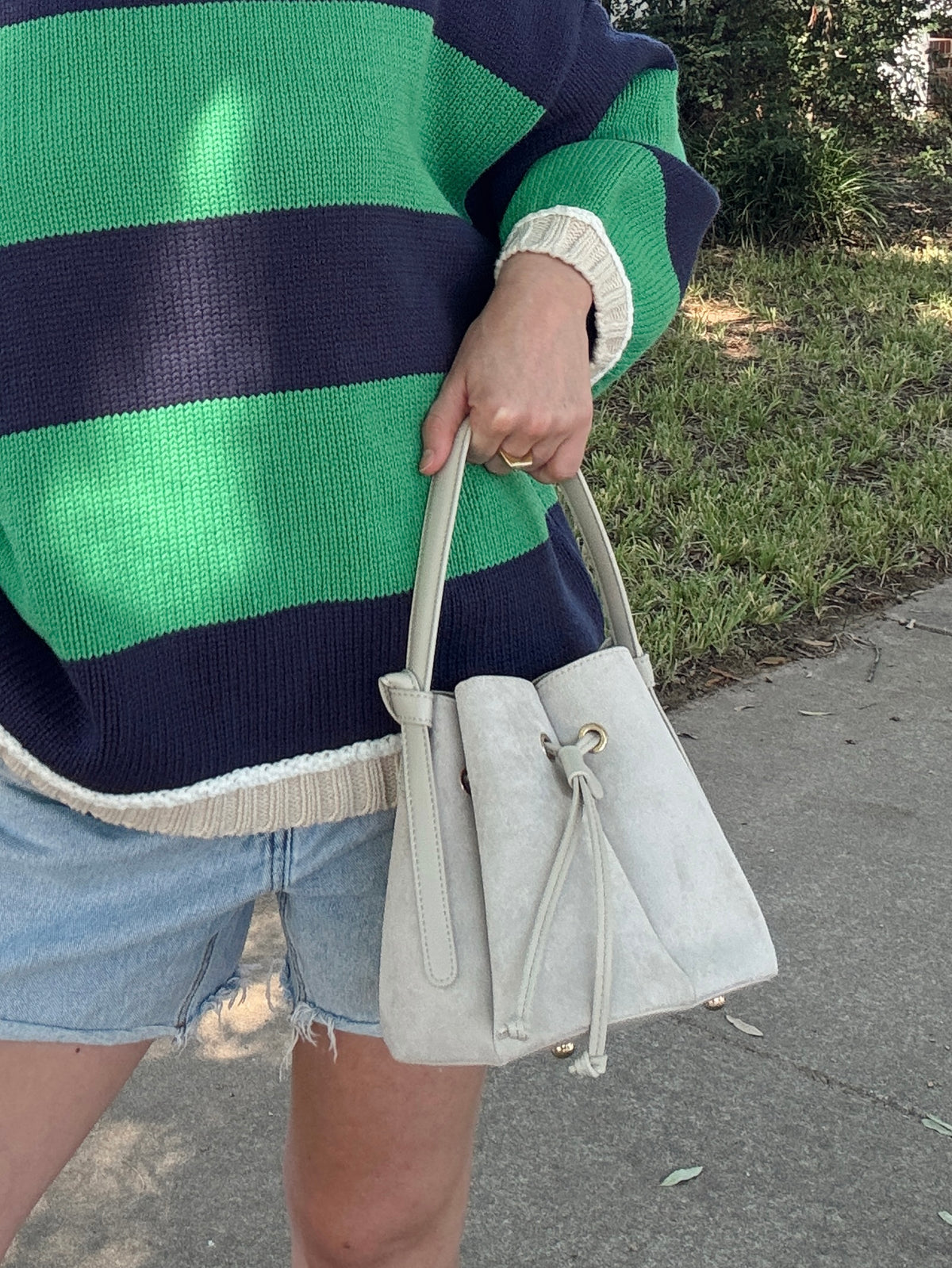 Laguna Mini Light Gray Recycled Vegan Suede Top Handle Bag